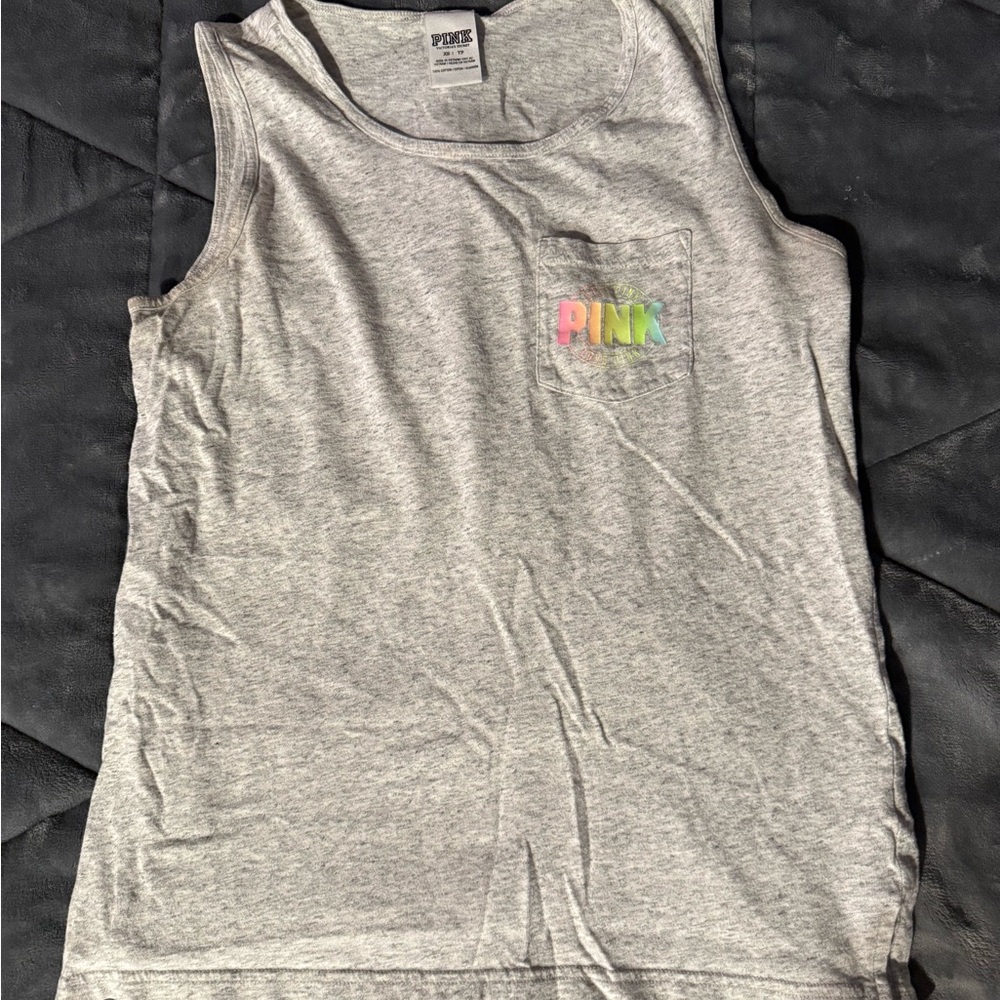 Gray Tank Top with Colorful Logo